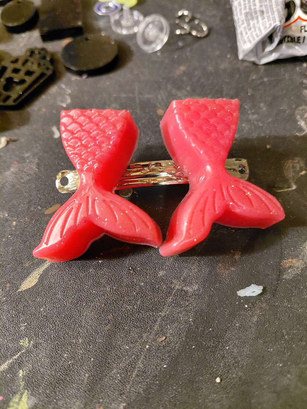 Red Mermaid Tail Hair Clip - Women Accessories